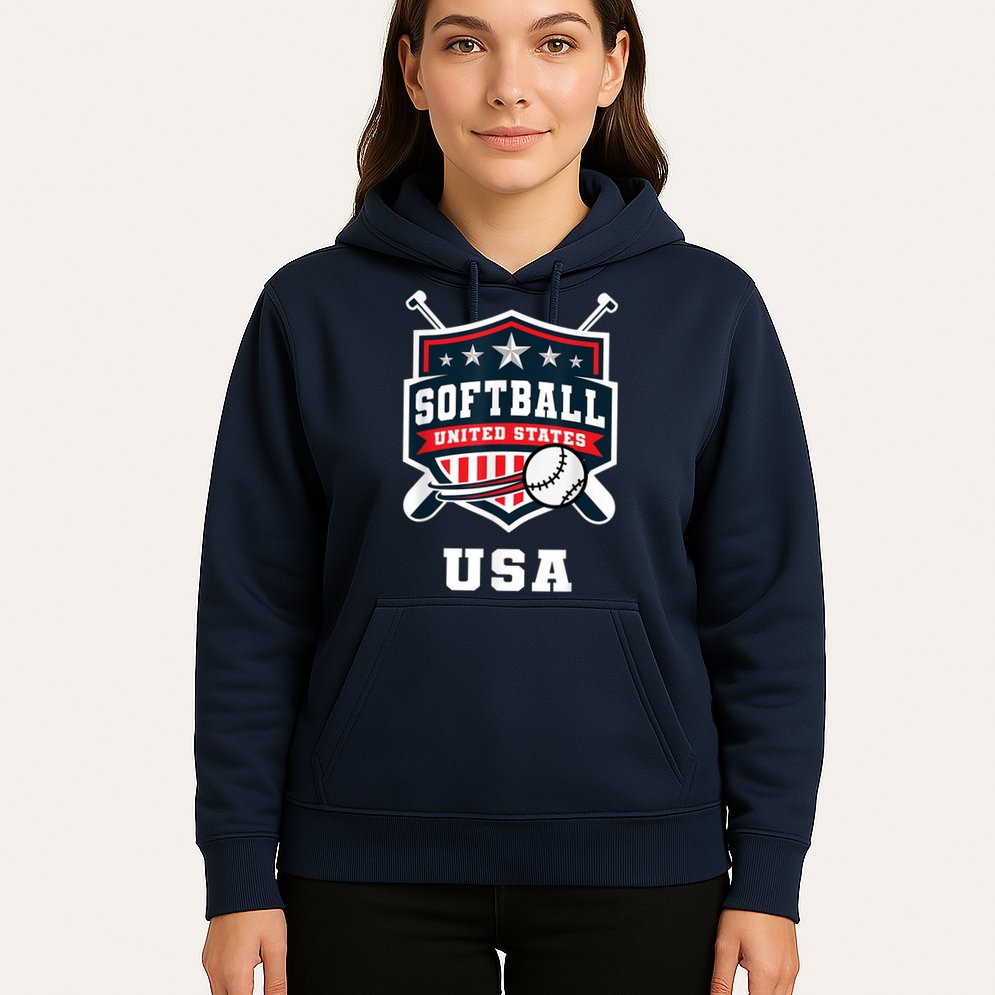 Softball USA Support the Team Shirt USA Flag Hoodie