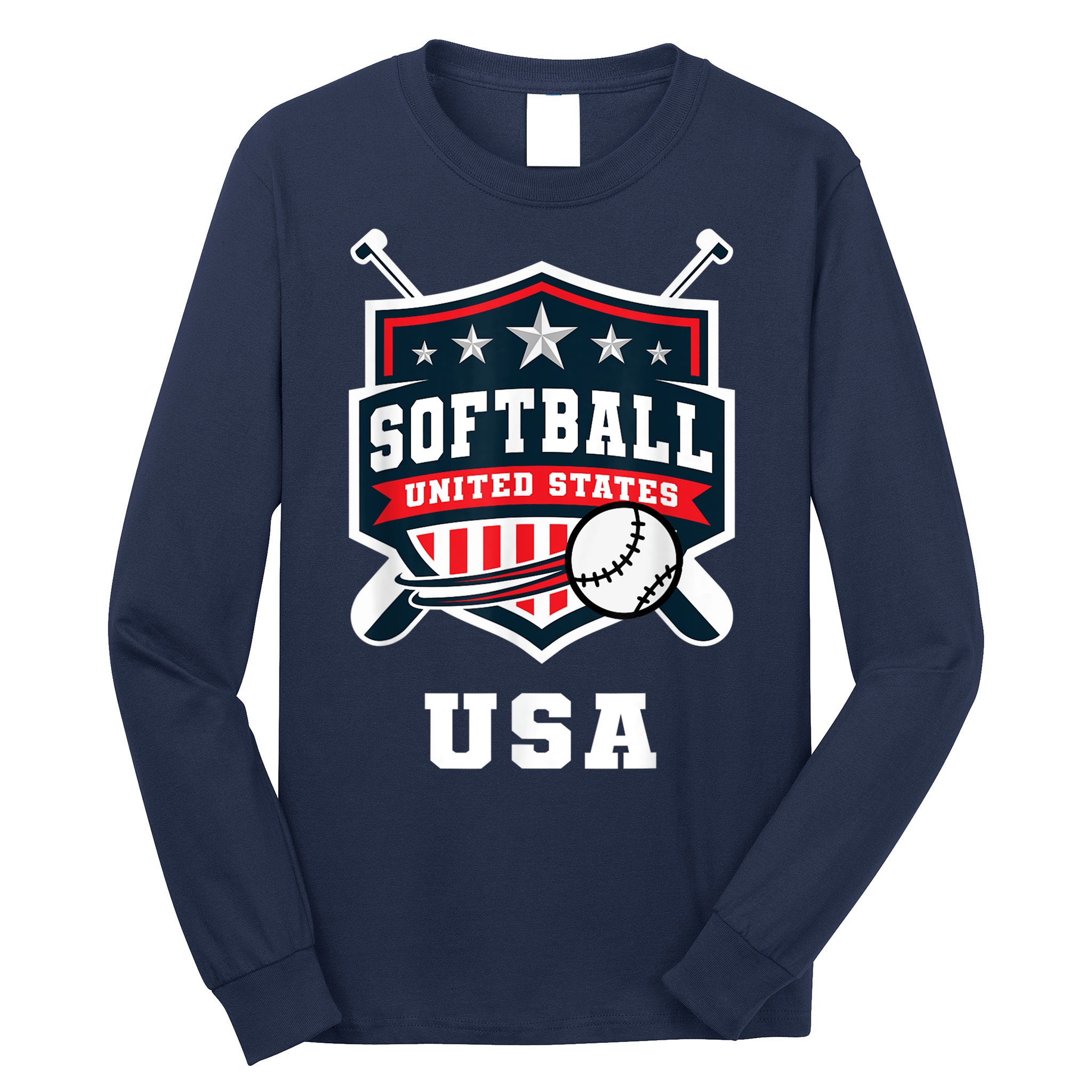 Softball USA Support the Team Shirt USA Flag Long Sleeve Shirt