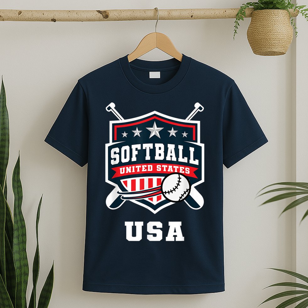 Softball USA Support the Team Shirt USA Flag T-Shirt