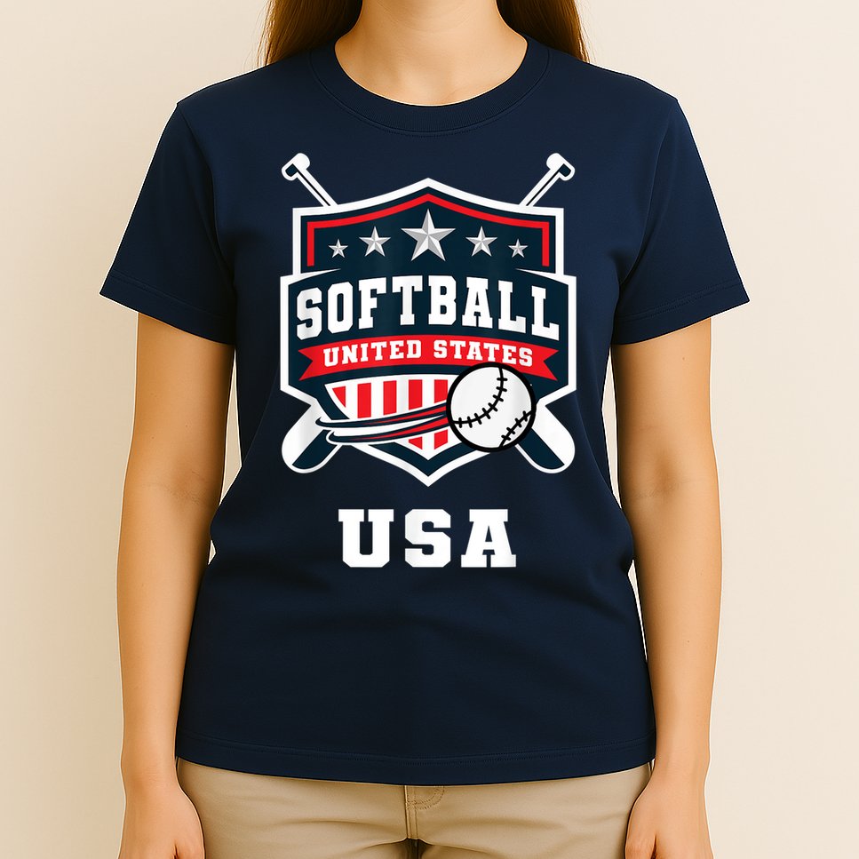 Softball USA Support the Team Shirt USA Flag T-Shirt