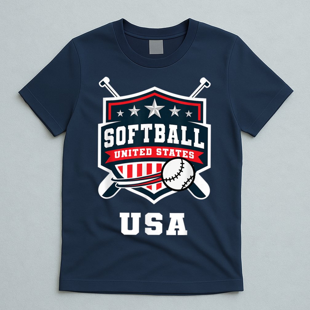 Softball USA Support the Team Shirt USA Flag T-Shirt