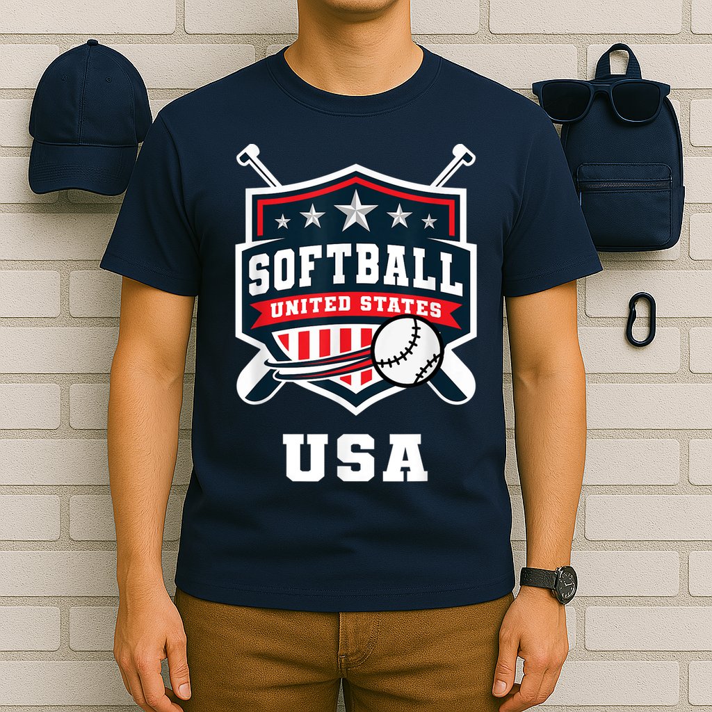 Softball USA Support the Team Shirt USA Flag T-Shirt