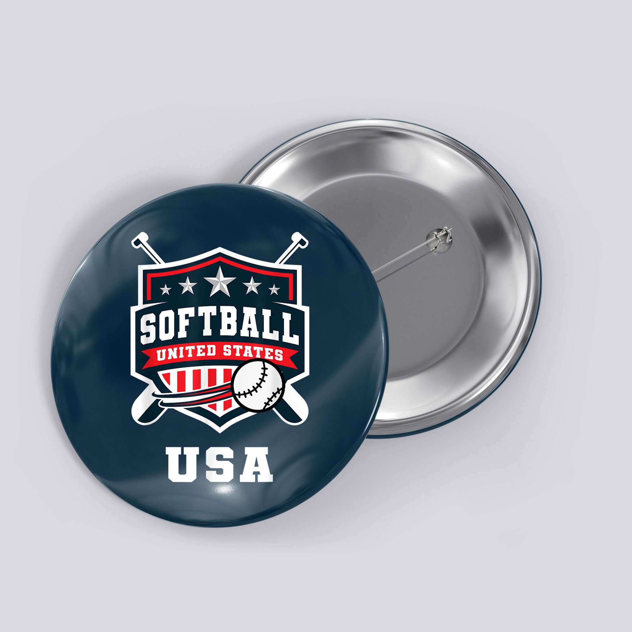 Softball USA Support the Team Shirt USA Flag Button