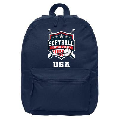 Softball USA Support the Team Shirt USA Flag 16 in Basic Backpack