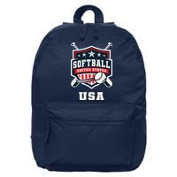 Softball USA Support the Team Shirt USA Flag 16 in Basic Backpack