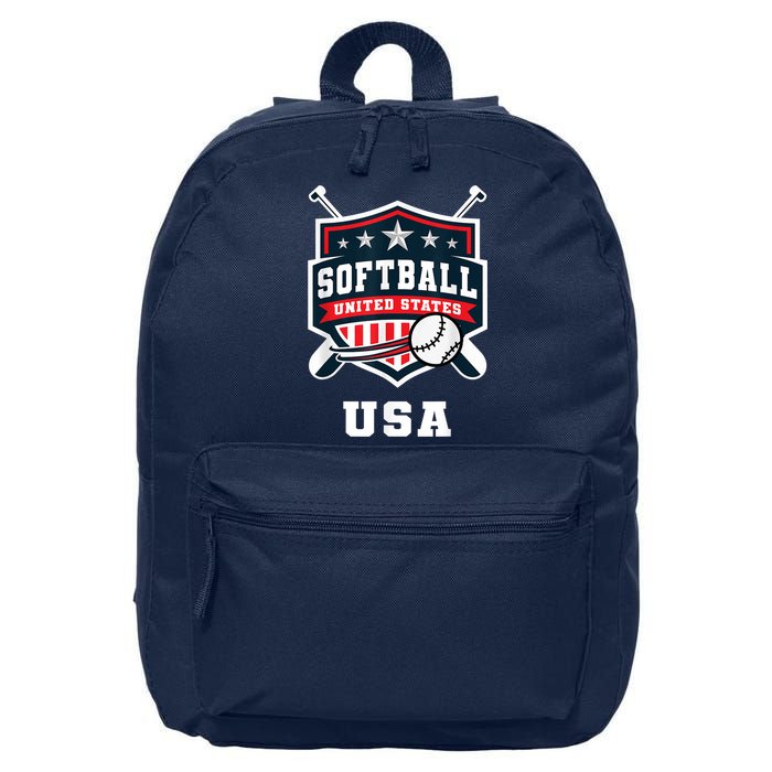 Softball USA Support the Team Shirt USA Flag 16 in Basic Backpack