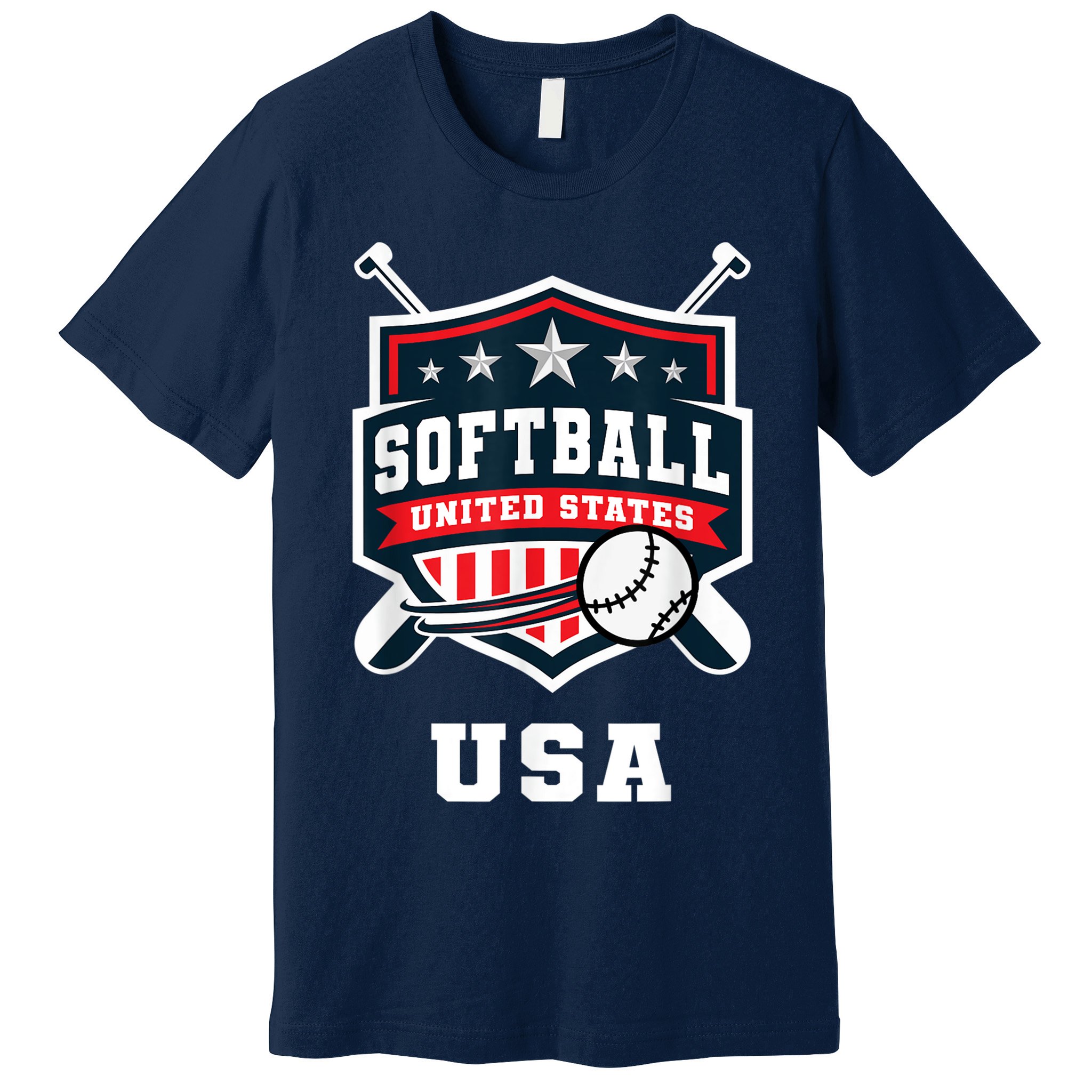 Softball USA Support the Team Shirt USA Flag Premium T-Shirt