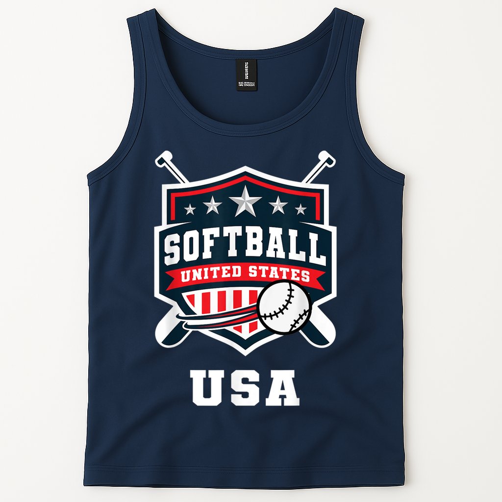 Softball USA Support the Team Shirt USA Flag Tank Top