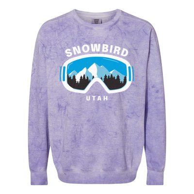 Snowbird Utah Ski Snowboard Goggles Snow Mountain Colorblast Crewneck Sweatshirt