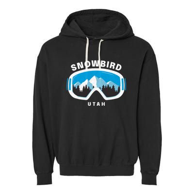 Snowbird Utah Ski Snowboard Goggles Snow Mountain Garment-Dyed Fleece Hoodie