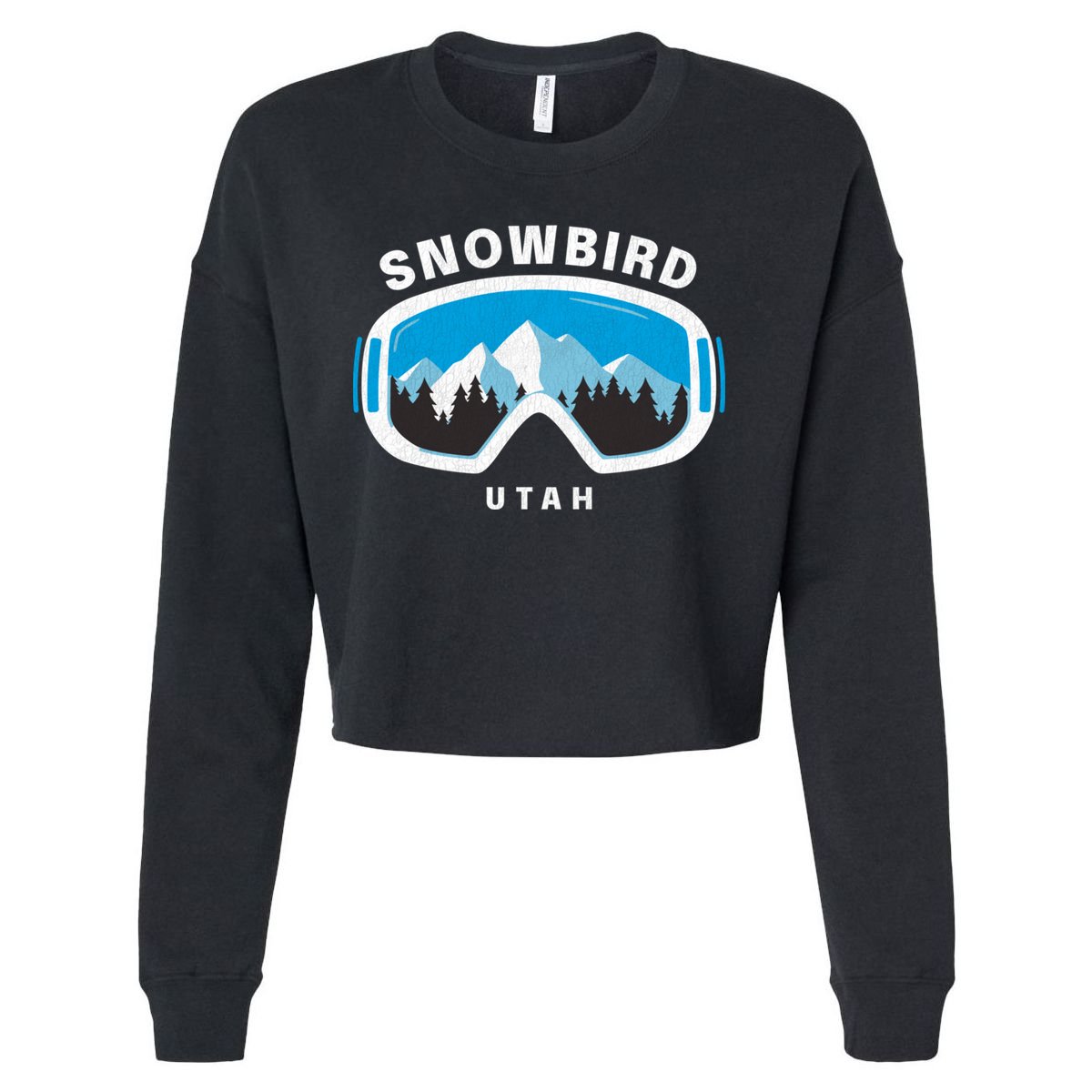 Snowbird Utah Ski Snowboard Goggles Snow Mountain Cropped Pullover Crew