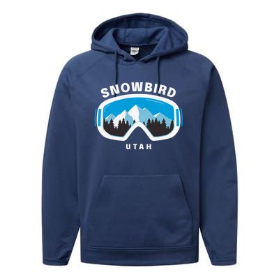 Snowbird Utah Ski Snowboard Goggles Snow Mountain Performance Fleece Hoodie