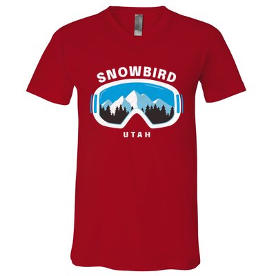 Snowbird Utah Ski Snowboard Goggles Snow Mountain V-Neck T-Shirt