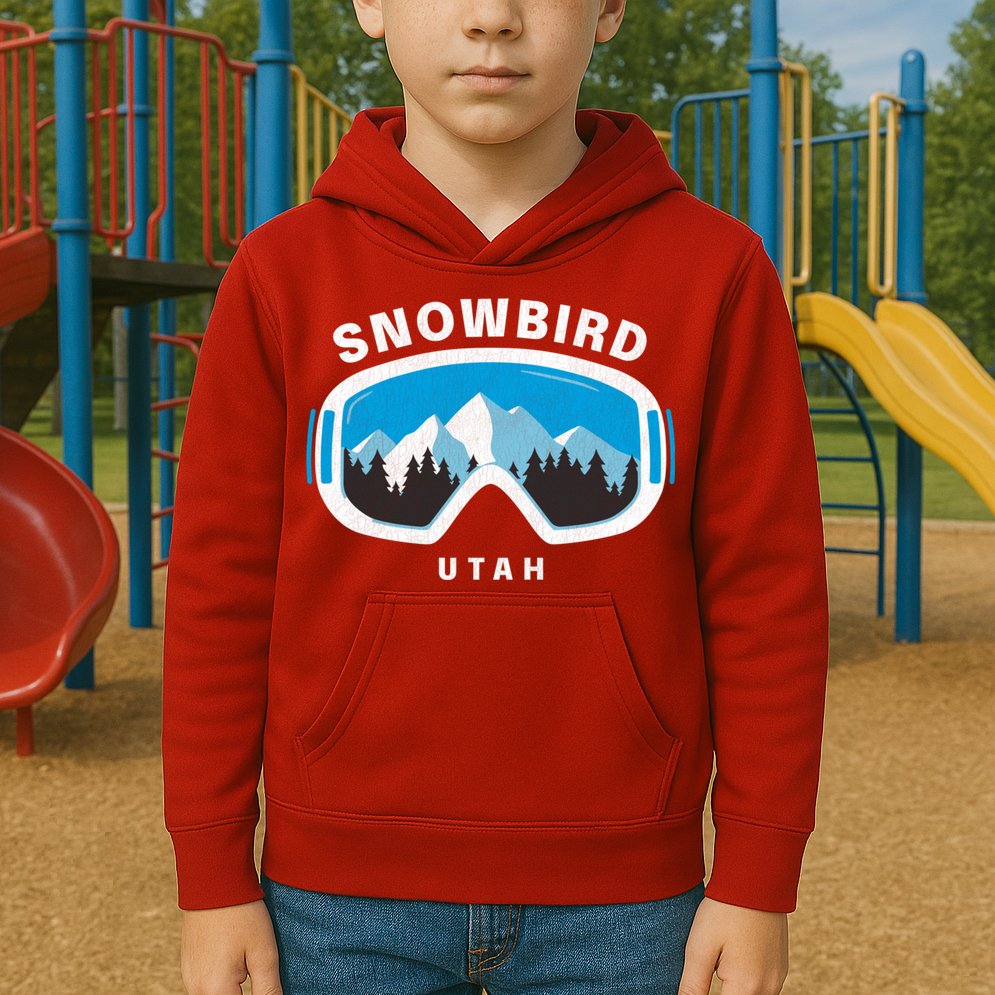 Snowbird Utah Ski Snowboard Goggles Snow Mountain Kids Hoodie