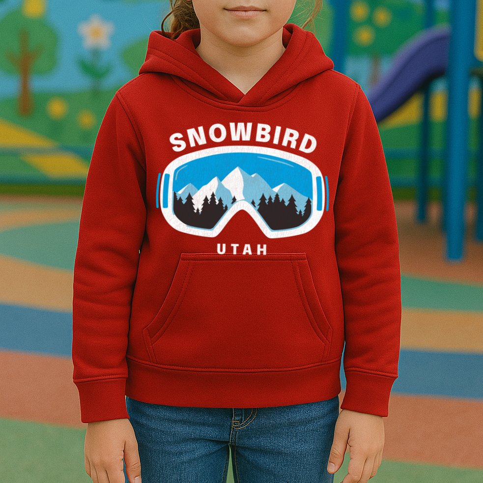 Snowbird Utah Ski Snowboard Goggles Snow Mountain Kids Hoodie