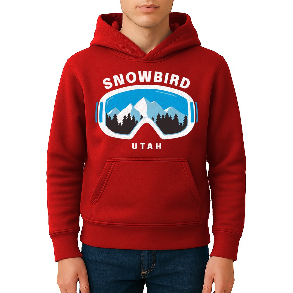 Snowbird Utah Ski Snowboard Goggles Snow Mountain Kids Hoodie
