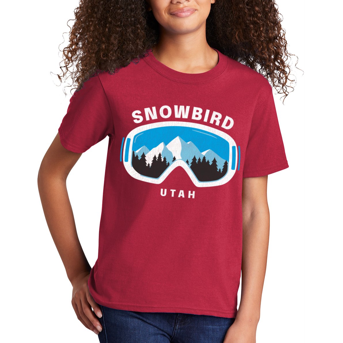 Snowbird Utah Ski Snowboard Goggles Snow Mountain Kids T-Shirt