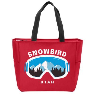 Snowbird Utah Ski Snowboard Goggles Snow Mountain Zip Tote Bag