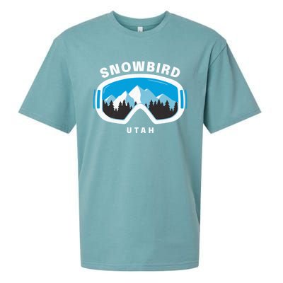 Snowbird Utah Ski Snowboard Goggles Snow Mountain Sueded Cloud Jersey T-Shirt