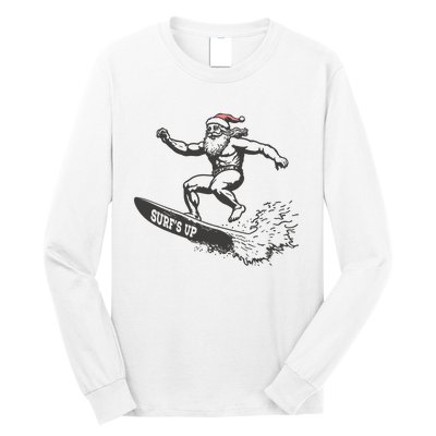 Surf Up Santa Funny Christmas Xmas Holiday Santa Claus Long Sleeve Shirt