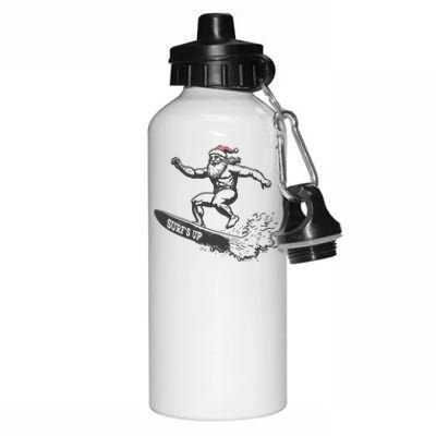 Surf Up Santa Funny Christmas Xmas Holiday Santa Claus Aluminum Water Bottle