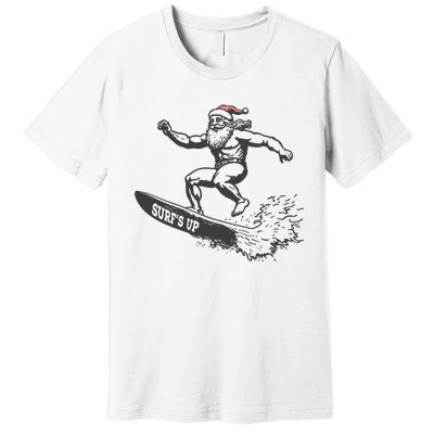 Surf Up Santa Funny Christmas Xmas Holiday Santa Claus Premium T-Shirt