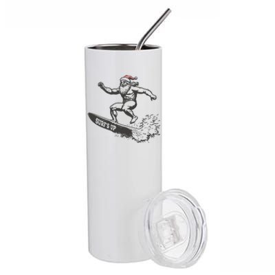 Surf Up Santa Funny Christmas Xmas Holiday Santa Claus Stainless Steel Tumbler