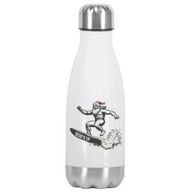 Surf Up Santa Funny Christmas Xmas Holiday Santa Claus Stainless Steel Insulated Water Bottle