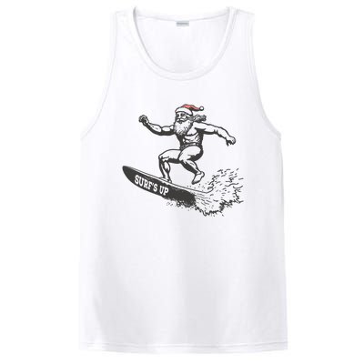 Surf Up Santa Funny Christmas Xmas Holiday Santa Claus PosiCharge Competitor Tank