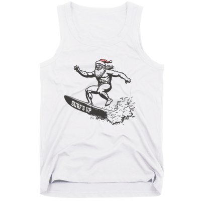 Surf Up Santa Funny Christmas Xmas Holiday Santa Claus Tank Top