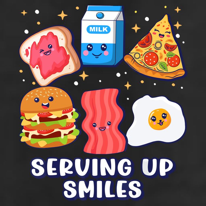 Serving Up Smiles Lunch Lady 7 Panel Mesh Trucker Snapback Hat
