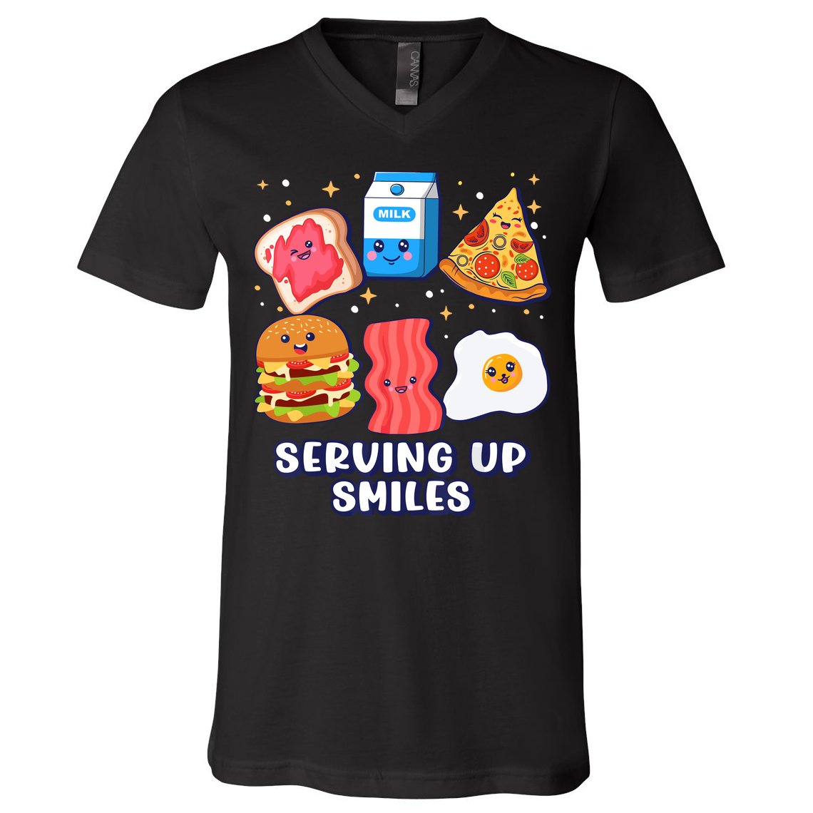 Serving Up Smiles Lunch Lady V-Neck T-Shirt
