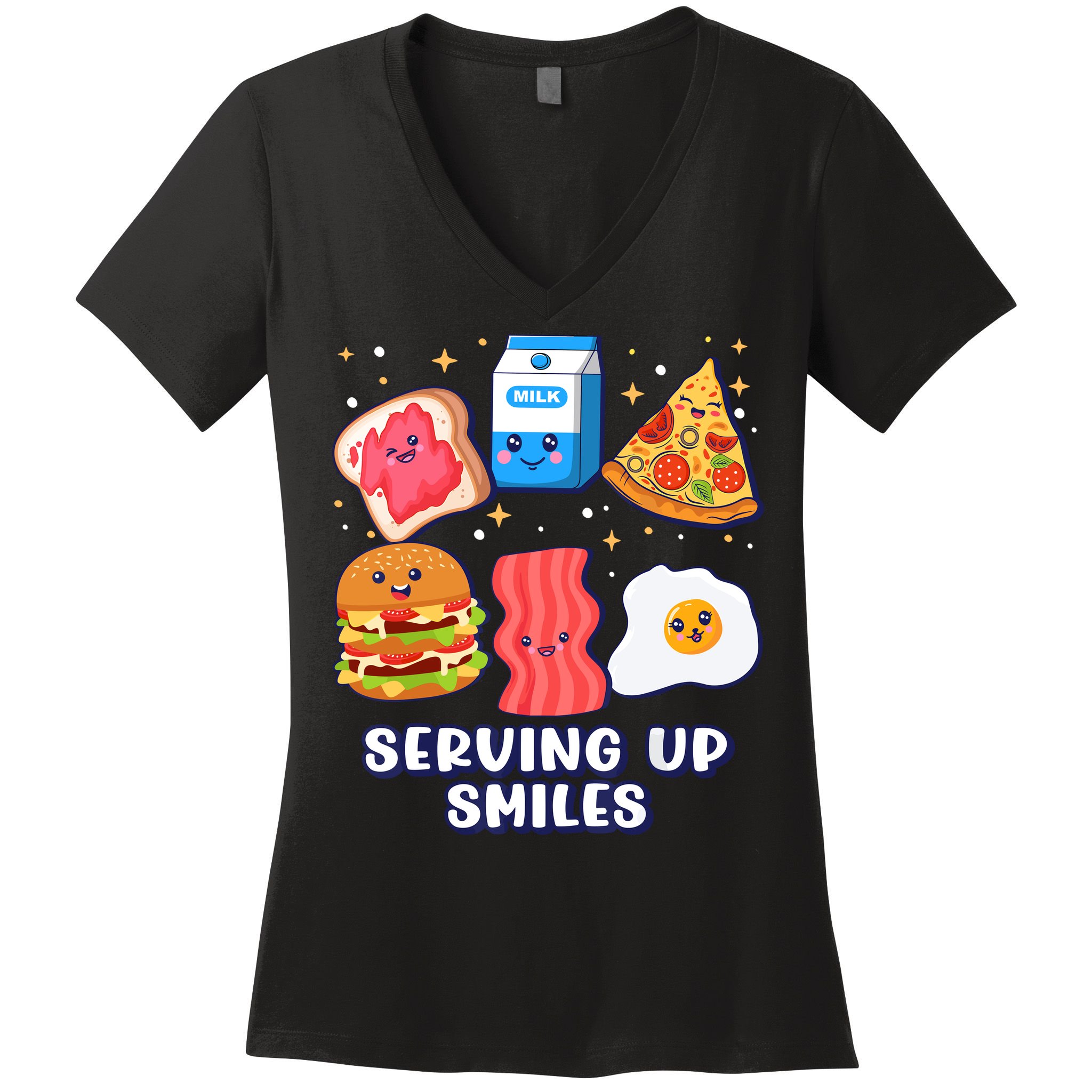 Serving Up Smiles Lunch Lady Women's V-Neck T-Shirt