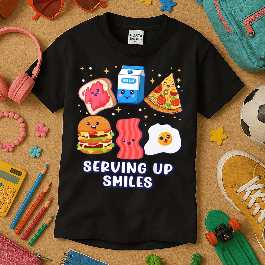 Serving Up Smiles Lunch Lady Kids T-Shirt