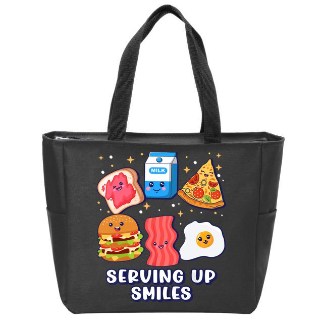 Serving Up Smiles Lunch Lady Zip Tote Bag