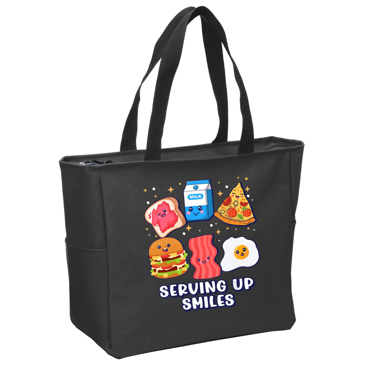 Serving Up Smiles Lunch Lady Zip Tote Bag