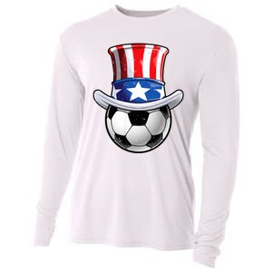 Soccer Uncle Sam 4th Of July American Flag Funny Cooling Performance Long Sleeve Crew