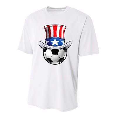 Soccer Uncle Sam 4th Of July American Flag Funny Youth Performance Sprint T-Shirt