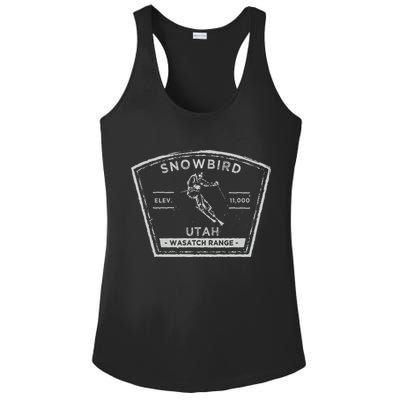 Snowbird Utah Snow Skiing Ladies PosiCharge Competitor Racerback Tank