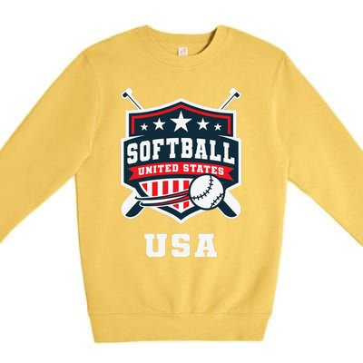 Softball Usa Support The Team Flag Premium Crewneck Sweatshirt