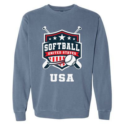 Softball Usa Support The Team Flag Garment-Dyed Sweatshirt