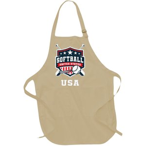 Softball Usa Support The Team Flag Full-Length Apron With Pockets