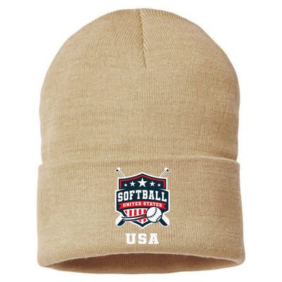 Softball Usa Support The Team Flag Sustainable Knit Beanie