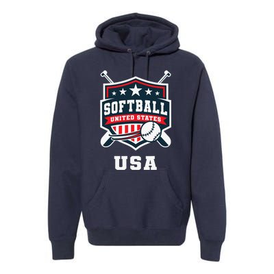 Softball Usa Support The Team Flag Premium Hoodie