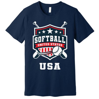 Softball Usa Support The Team Flag Premium T-Shirt