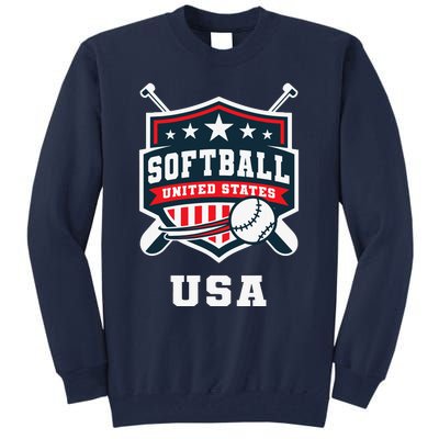 Softball Usa Support The Team Flag Tall Sweatshirt