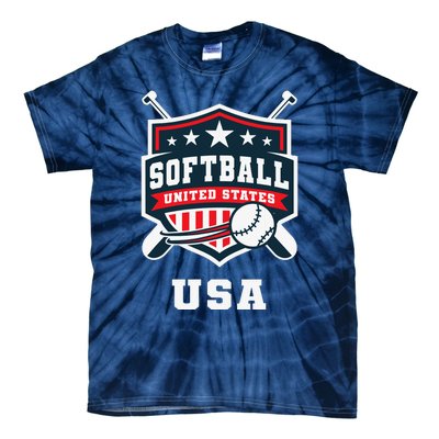 Softball Usa Support The Team Flag Tie-Dye T-Shirt