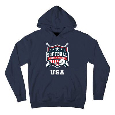 Softball Usa Support The Team Flag Tall Hoodie