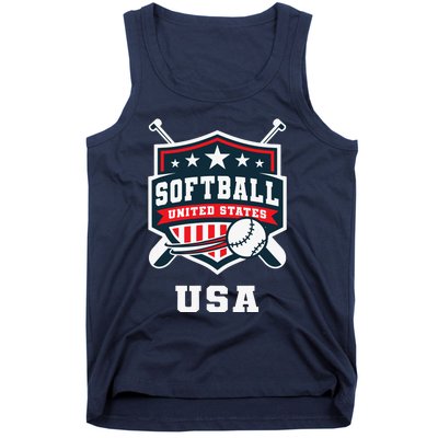 Softball Usa Support The Team Flag Tank Top