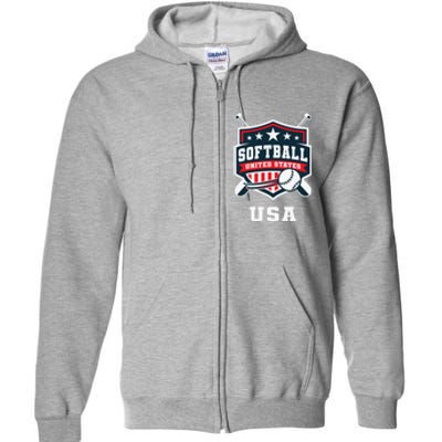 Softball Usa Support The Team Flag Full Zip Hoodie